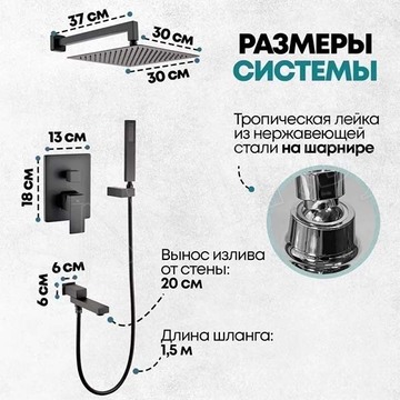 Душевая система скрытого монтажа Grocenberg GB5089BL-1