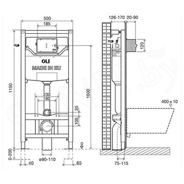 Система инсталляции OLI 120 885052 + клавиша смыва Slim Inox 889312