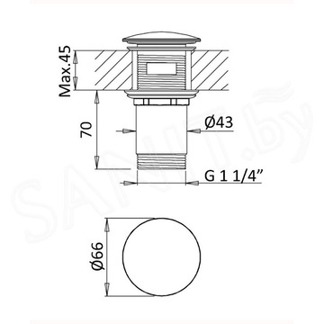 Донный клапан Bruma Utopia 1385900SR Sunrise