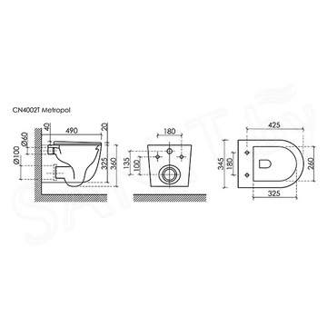 Подвесной унитаз CeramicaNova Metropol Торнадо CN4002TMB Soft Close