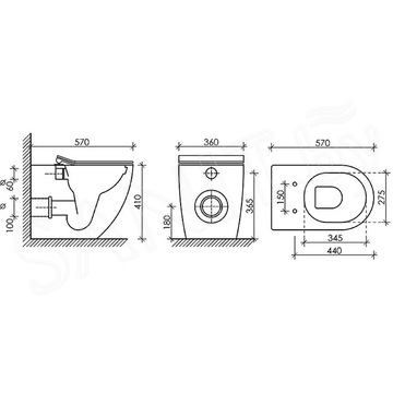 Приставной унитаз CeramicaNova Metropol CN4004MB Rimless Soft Close