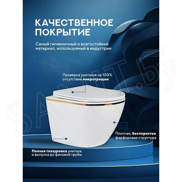 Подвесной унитаз Amore di Mare Delio Gold Line P203G