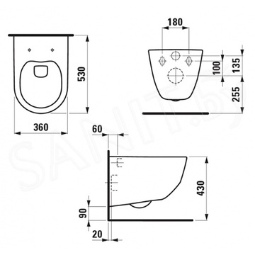 Комплект инсталляции Viega Prevista Dry WC 771973 с кнопкой Visign for Life 6 и унитазом Laufen Pro Rimless 820966 Slim Soft Close