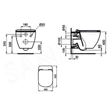 Комплект инсталляции Berges Atom 410 c кнопкой и унитазом Ideal Standard Tesi Aquablade T007901+T352701