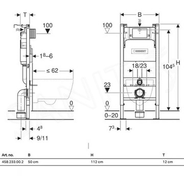 Комплект инсталляции Geberit Alpha 458.233.00.2A35Ch с кнопкой и унитазом Villeroy&Boch Avento 5656RS01