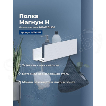 Полка Aquanet Магнум Н белый матовый 40 / 60