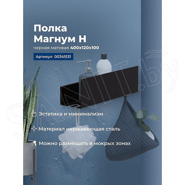 Полка Aquanet Магнум Н черный матовый 40 / 60