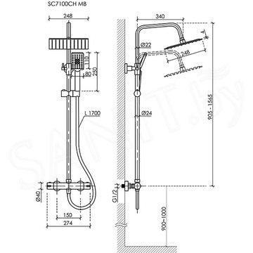 Душевая стойка Sancos Kanedo SC7100CH с термостатом