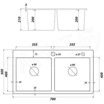 Кухонная мойка Gerhans K37850B-S
