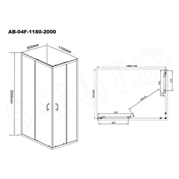 Душевой уголок Aquabath Atlas AB-04F-1180-2000 / AB-04F-1280-2000