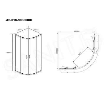 Душевой уголок Aquabath Atlas AB-01S-900-2000-GY