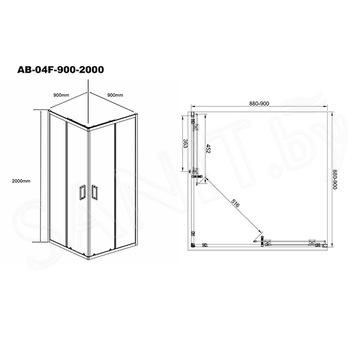 Душевой уголок Aquabath Atlas AB-04F-900-2000-GY