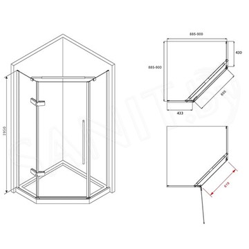 Душевой уголок Abber Ewiges Wasser AG05080B / AG05090B / AG05100B