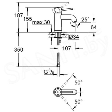 Смеситель для умывальника Grohe BauClassic 23162000