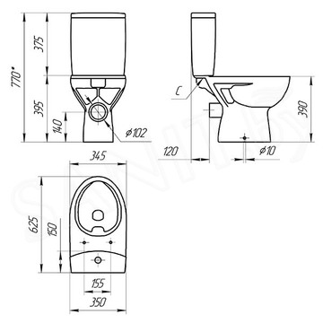 Напольный унитаз Cersanit Parva New Clean On 011 (S-KO-PA011-3/6-COn-DL-w)