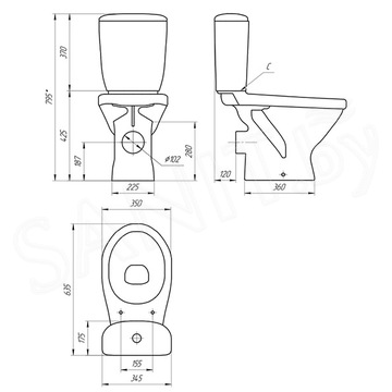 Напольный унитаз Cersanit Trento (S-KO-TR011-3/6-PL-w)