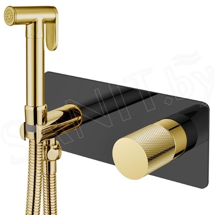 Смеситель встраиваемый Boheme Stick 127-BG.2 Black Touch Gold с гигиеническим душем