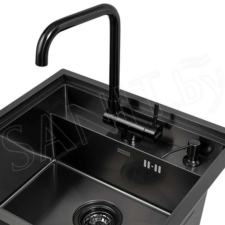 Кухонная мойка Arfeka AF 52 Black PVD Nano со смесителем и дозатором