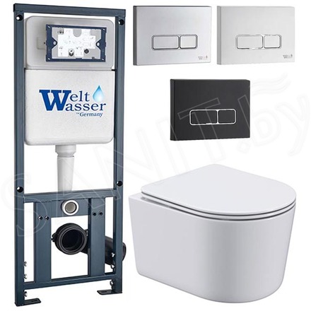 Комплект инсталляции Weltwasser Marberg 410 с кнопкой и подвесным унитазом Roxen Simple Compact 530120-01