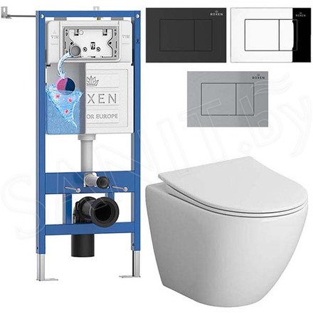 Комплект инсталляции Roxen StounFix Dual Fresh с удлиненными креплениями, аромадозатором, кнопкой Lotus и унитазом Niagara Vista NG-9301