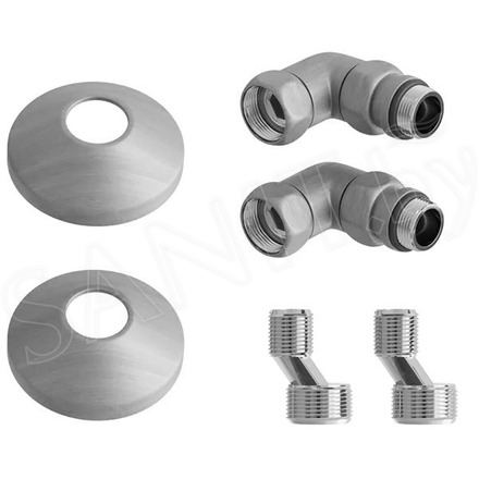 Комплект угловых американок Terminus 3/4"х1/2" Г/Ш со сгоном + отражатели сатин