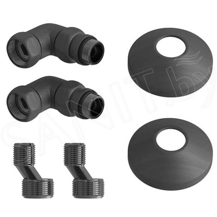 Комплект угловых американок Terminus 3/4"х1/2" Г/Ш со сгоном + отражатели оружейная сталь