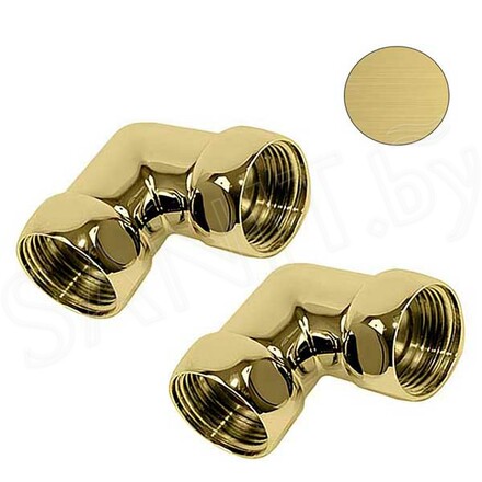 Комплект угловых американок 1"x1" Г/Г матовое золото