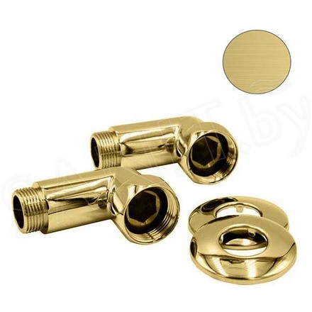 Комплект угловых американок 1"x1" Г/Ш матовое золото