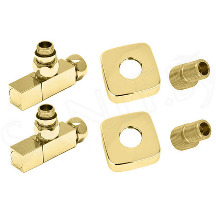 Комплект вентилей угловых квадратных 3/4"х1/2" Г/Ш золото