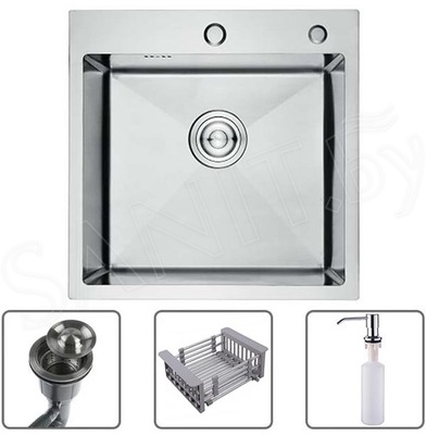 Кухонная мойка Gerhans K35050 с раздвижным коландером и дозатором 50x50 ...