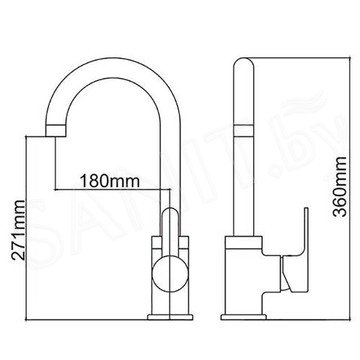 Смеситель для кухонной мойки Ledeme L4003W