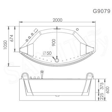 Акриловая ванна Gemy G9079