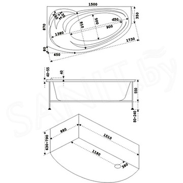 Гидромассажная ванна BAS Фэнтази (гидромассаж серия Flat)