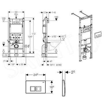 Инсталляция для унитаза Geberit Duofix Plattenbau + панель смыва Delta 50