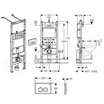 Инсталляция для унитаза Geberit Duofix Plattenbau + панель смыва Delta 21