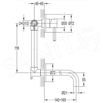 Смеситель встраиваемый Omnires Y Y1215N BL (1 функция)