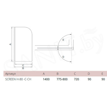 Душевая шторка на ванну Good Door Screen H-80-C-B