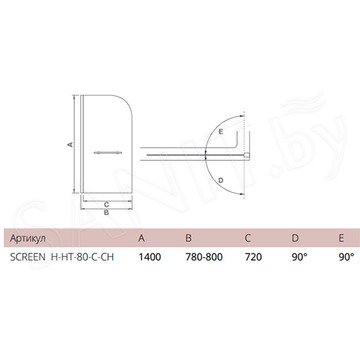 Душевая шторка на ванну Good Door SCREEN H-HT-80-C-CH