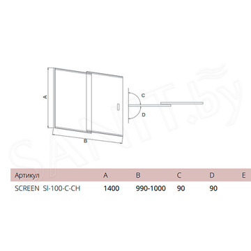 Душевая шторка на ванну Good Door SCREEN SL-100-C-CH