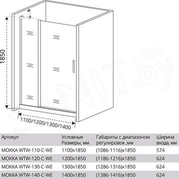 Душевая дверь Good Door MOKKA WTW C-WE