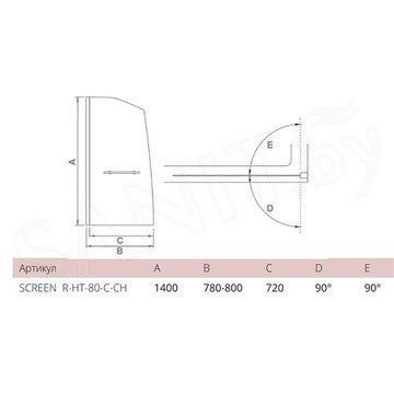 Душевая шторка на ванну Good Door Screen R-HT-80-C-CH