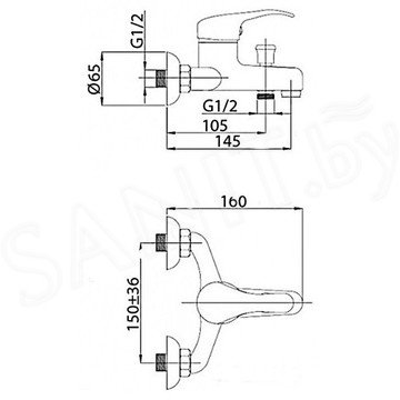 Смеситель для ванны Rubineta Standart Optima-10/K