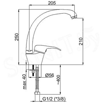 Смеситель для кухонной мойки Rubineta Standard Prince P-33 Sher