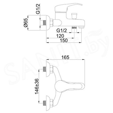 Смеситель для ванны Rubineta Standart Prince P-10/K Sher