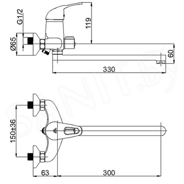 Смеситель для ванны Rubineta Standart Prince P-11/C Star