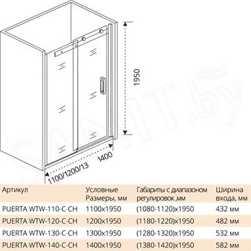 Душевая дверь Good Door Puerta WTW C-CH