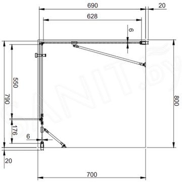 Душевой уголок Omnires Manhattan ADC-X-A + ADR-X 80