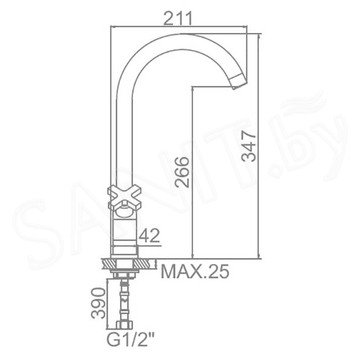 Смеситель для кухонной мойки Ledeme L4084-2