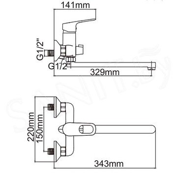 Смеситель для ванны Ledeme H49 L2249