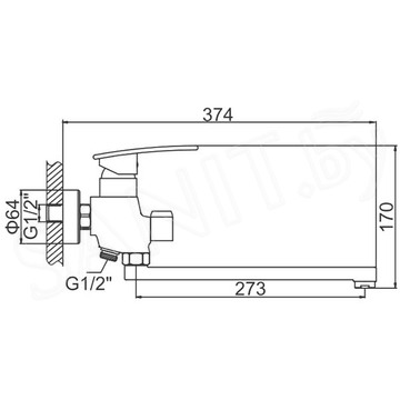 Смеситель для ванны Ledeme H70 L2270